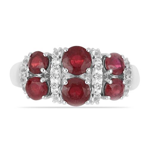 BUY GLASS FILLED RUBY GEMSTONE RING IN STERLING SILVER